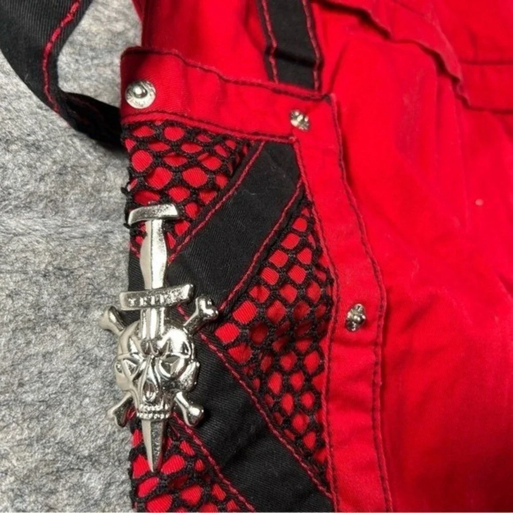 Tripp NYC Pants Mens Large Red Y2K Baggy Cyber Mall Goth Emo Skulls Grunge 2000s